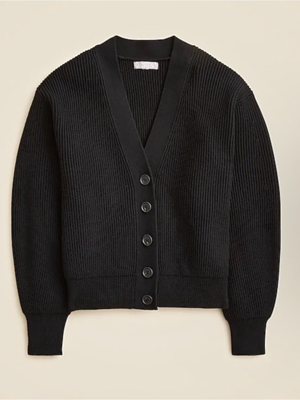 J. Crew Black Ribbed Cashmere Blend V-Neck Button-Front Cardigan